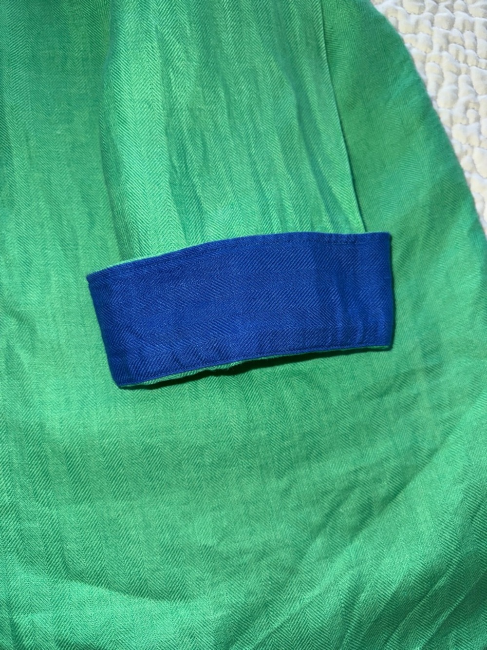 Lauren Ralph Lauren Linen Green Button Up Shirt Blue Contrast Trim Logo Crest 1X - Picture 10 of 12